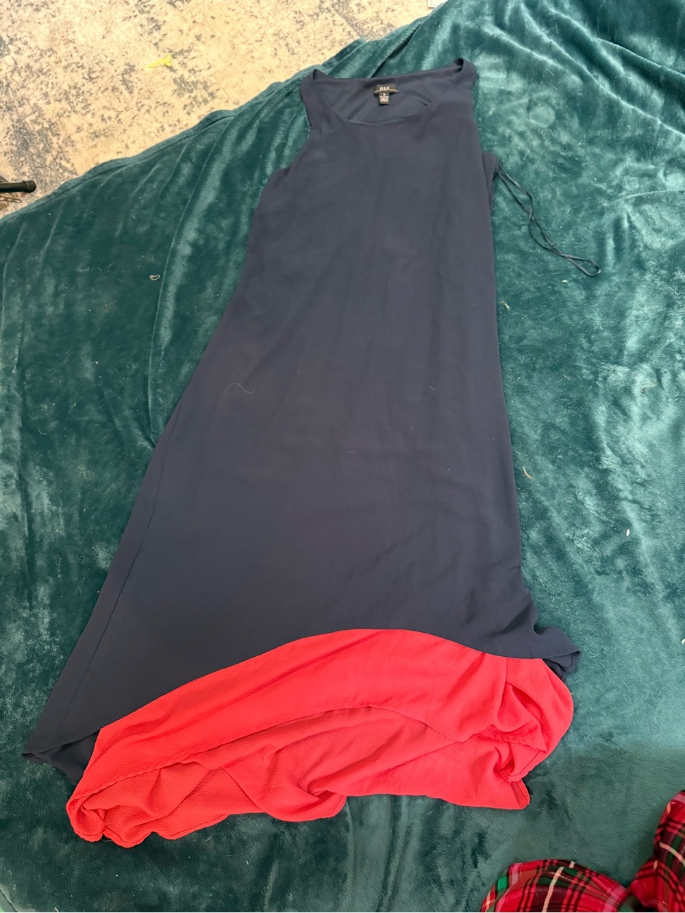 Sleeveless Colorblock Maxi Dress - Navy & Red (M)